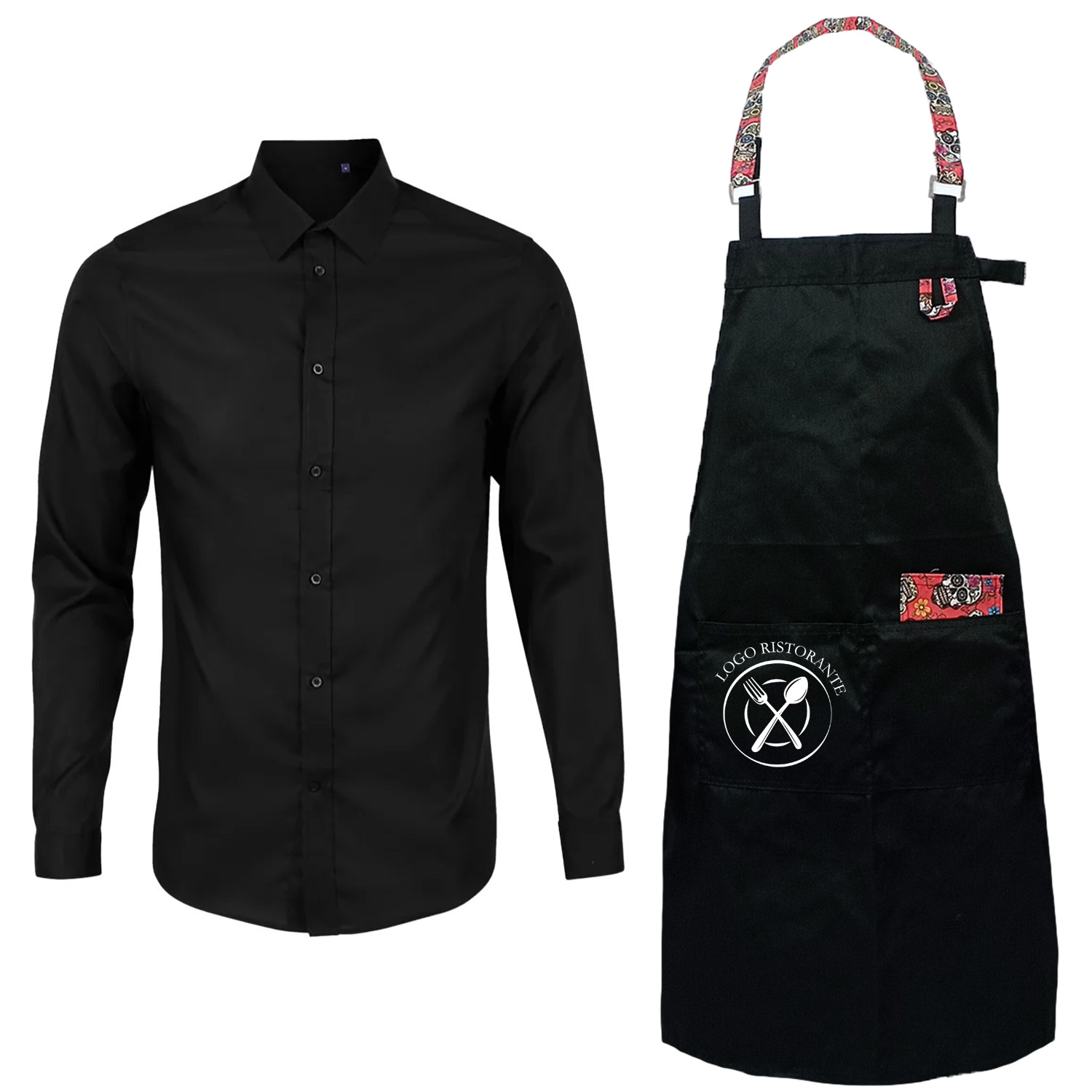 Kit Uomo Personalizzabile con Grembiule e Camicia per professionisti o studenti Scuola Alberghiera made in italy